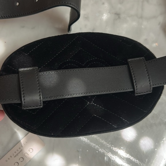 Gucci Black Velvet Oval Fanny Pack Marmont GG AUTHENTIC - Picture 8 of 16